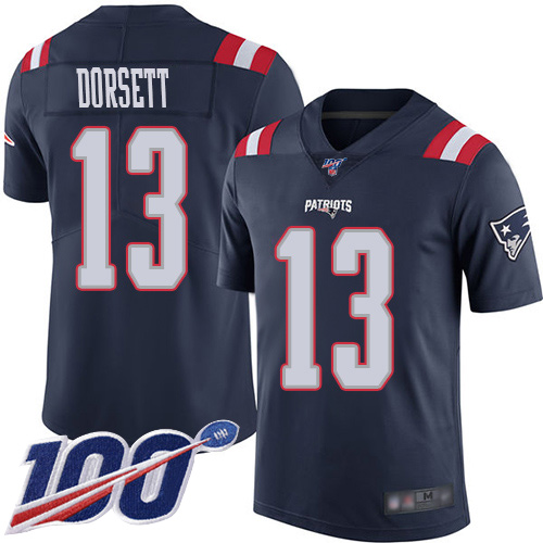 New England Patriots Football #13 100th Season Rush Limited Navy Blue Men Phillip Dorsett NFL Jersey